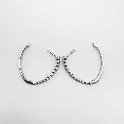 10ct White Gold Large Diamond Hoop Earrings