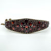 Antique Silver Gilt Bohemian Rose & Flat Cut Garnet Hinged Bangle / Bracelet
