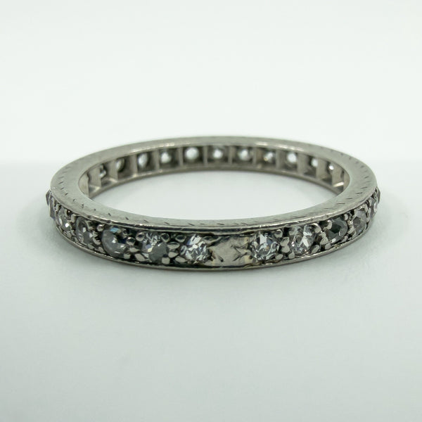 Antique Platinum Old Cut Diamond Full Eternity Band / Ring Size L - M