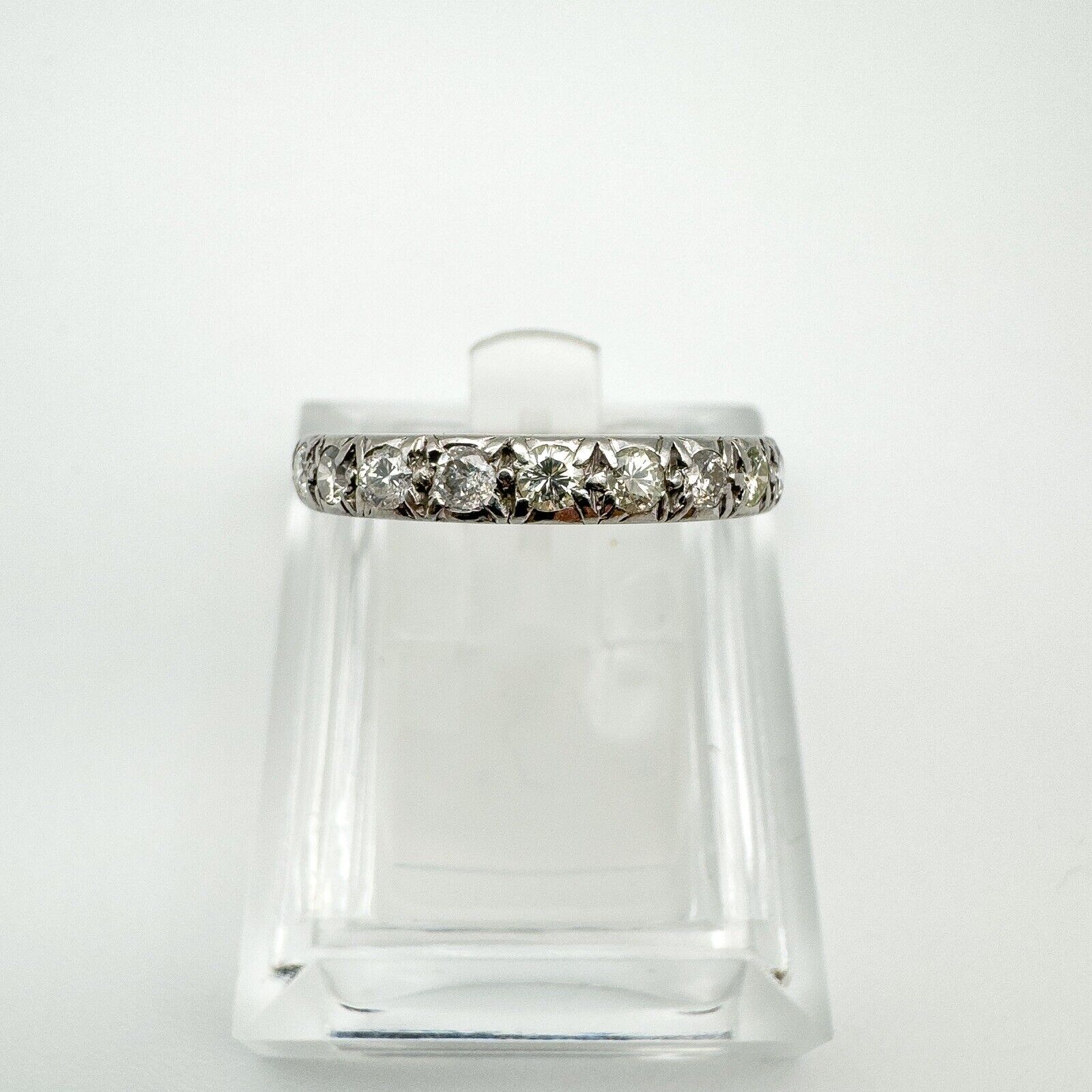 Vintage 1ct Platinum Diamond Full Eternity Band Wedding Stacking Ring Size M - N