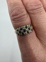 Antique Art Deco 18ct Gold Sapphire & Old Cut Diamond Half Hoop Ring 750 Size P