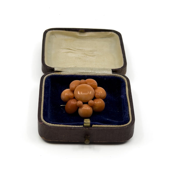 Antique Victorian 14ct Gold Natural Coral Brooch 585