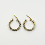 Chunky Vintage 9ct Gold Tri Coloured Twisted Hoop Earrings 375