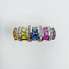 9ct Gold Rainbow Multigem & Diamond Ring Size S Wedding Eternity Engagement 