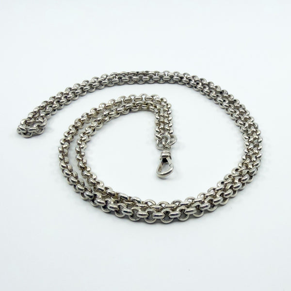 Chunky Vintage Sterling Silver 33” Rolo Links Chain & Dog Clip 925 60g 1997