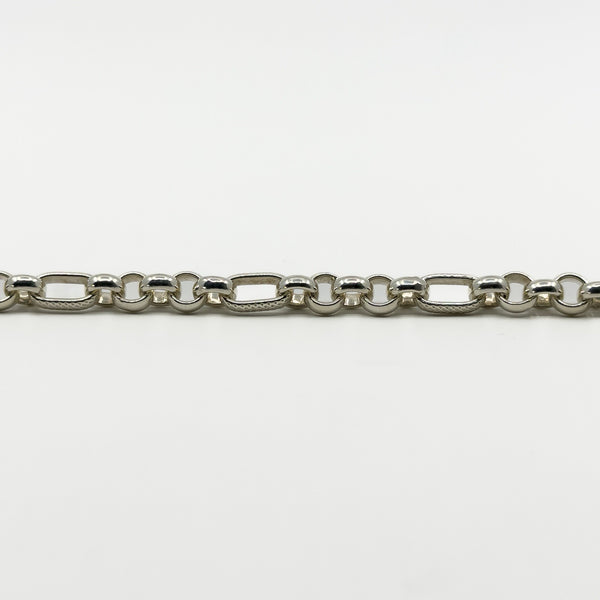 Vintage Sterling Silver Belcher & Engraved Fancy Link 18" Chain / Necklace 925
