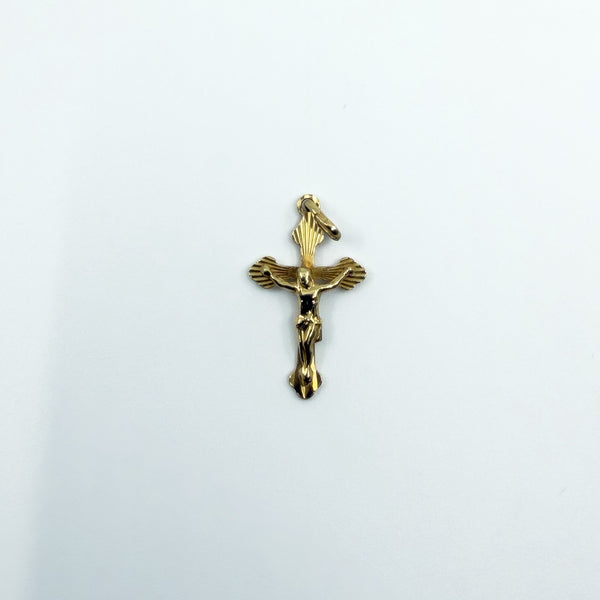 Small Vintage 9ct Gold Engraved Christian Cross Crucifix Pendant Charm 375
