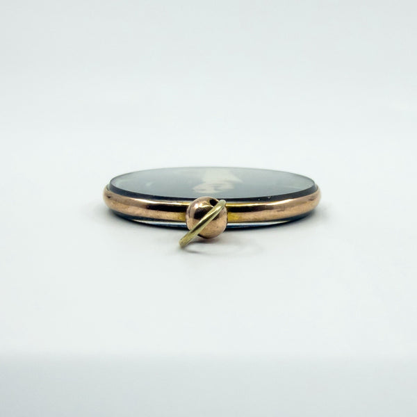 Large Antique 9ct Rose Gold Double Sided Glass Photo Locket 375 (Birm 1912)