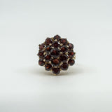 Large Vintage 9ct Gold Garnet Cocktail Cluster Ring Size L
