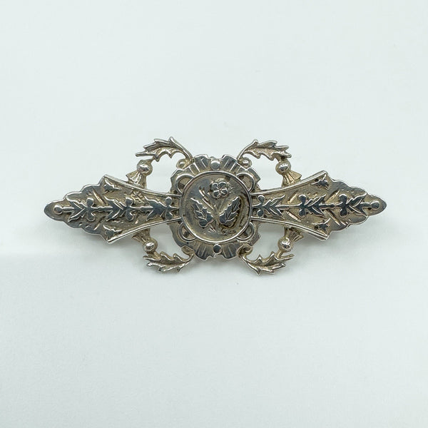 Antique Victorian Sterling Silver Scottish Thistle Brooch 925 (Birmingham 1876)