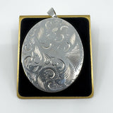 Rare Huge Oversized Chunky Vintage Sterling Silver Oval Photo Locket Pendant 69g