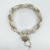Chunky Sterling Silver Engraved Floral Links Bracelet & Heart Padlock 925 41g 