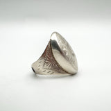 Large Chunky Oval Vintage Engraved Ring in Sterling Silver 925 Size P - Q by DPG