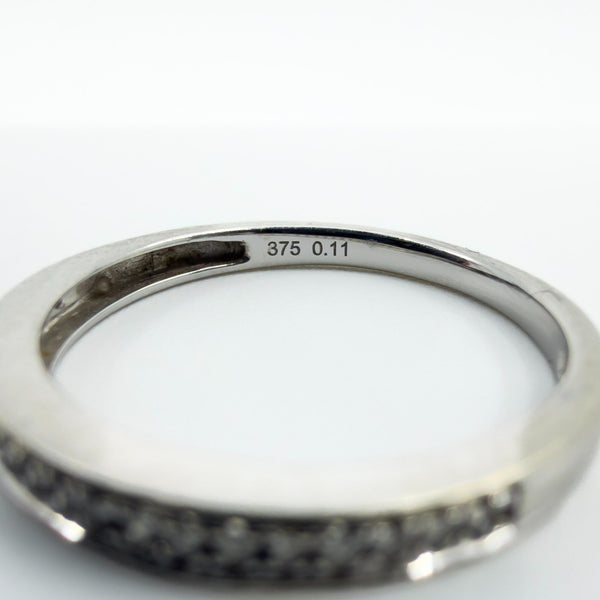 9ct White Gold 0.11ct Diamond Skinny Band / Ring 375 Size M Wedding Eternity