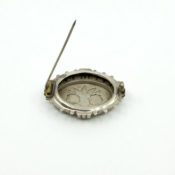 Antique Victorian Sterling Silver Aesthetic Roses Engraved Brooch 925