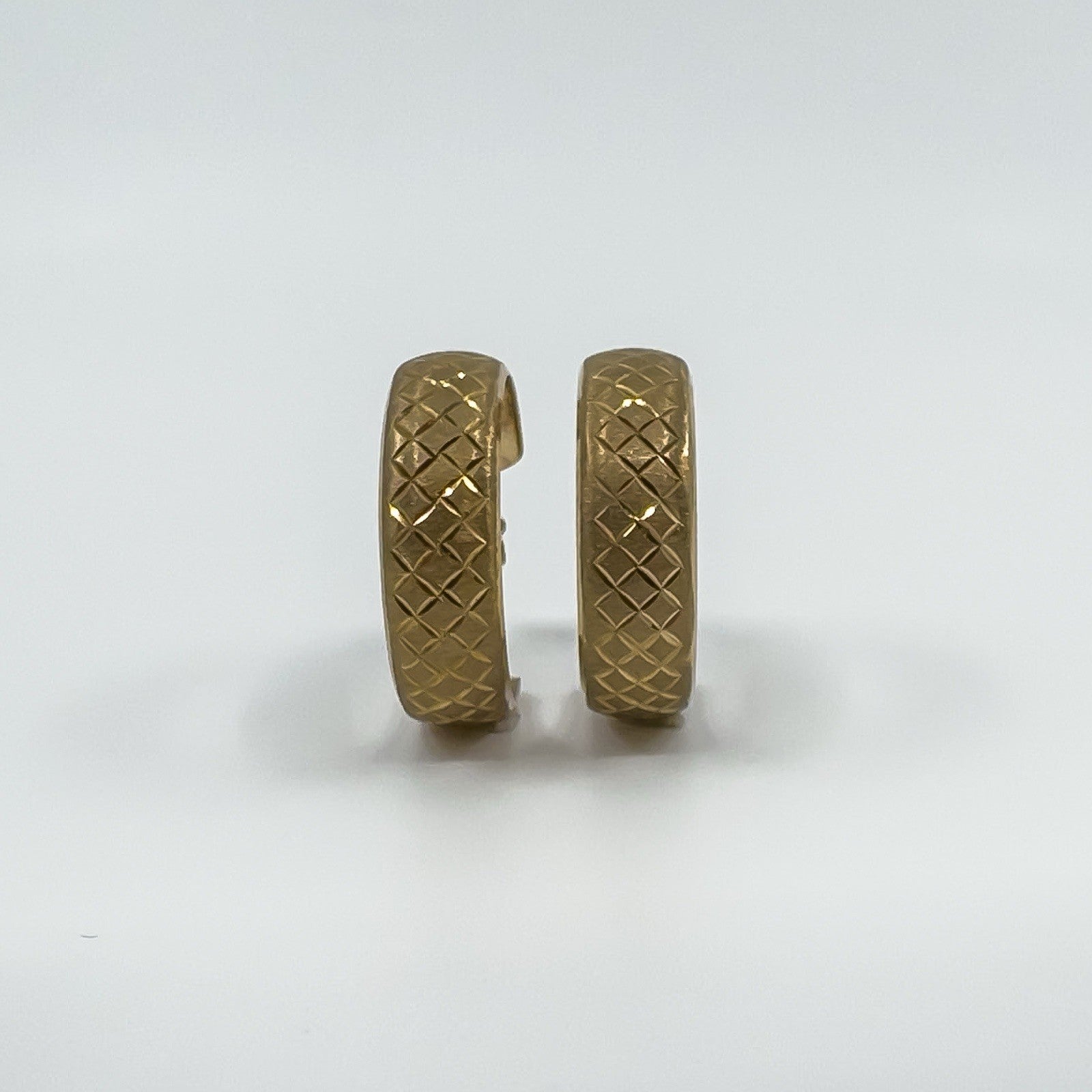Large Vintage 9ct Gold Matt Diamond Cut Hoop Earrings