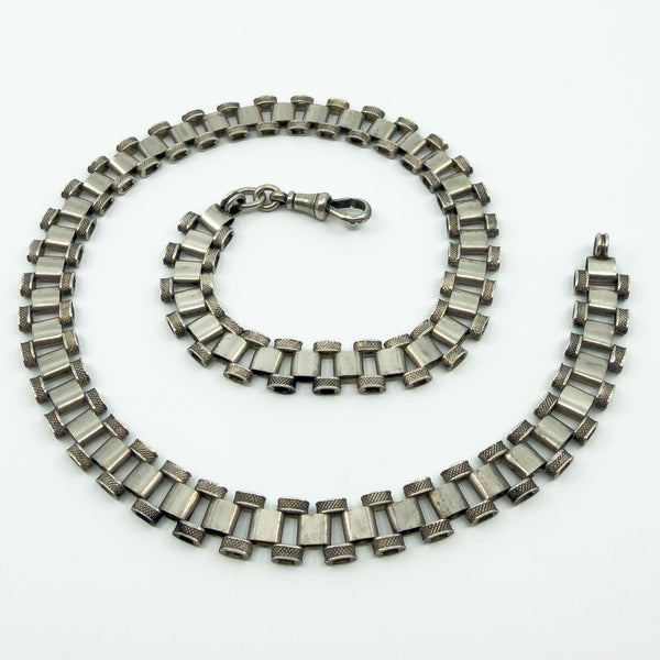 Antique Victorian Sterling Silver Reversible 18.5" Book Chain 925