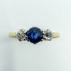 Antique 18ct Gold Sapphire & Old Cut Diamond Trilogy Ring 750 Size P