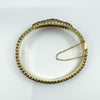Large Antique Silver Gilt Bohemian Rose Cut Garnet Hinged Bangle / Bracelet 900