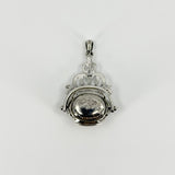 Chunky Vintage Sterling Silver Spinning 3x Sided Photo Locket Fob / Pendant 925