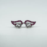 New Sterling Silver Ruby Double Angel Wings Ring 925 Size N - O