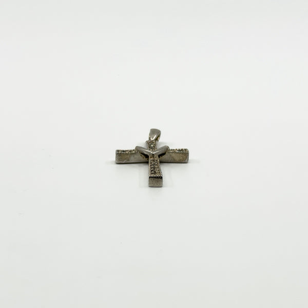 Sterling Silver CZ Christian Cross & Heart Pendant / Charm 925