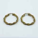 Large Vintage Twisted 9ct Gold Hoop Earrings 375