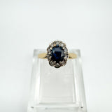 Vintage 9ct Gold Sapphire & Diamond Engagement Stacking Ring Size I - J