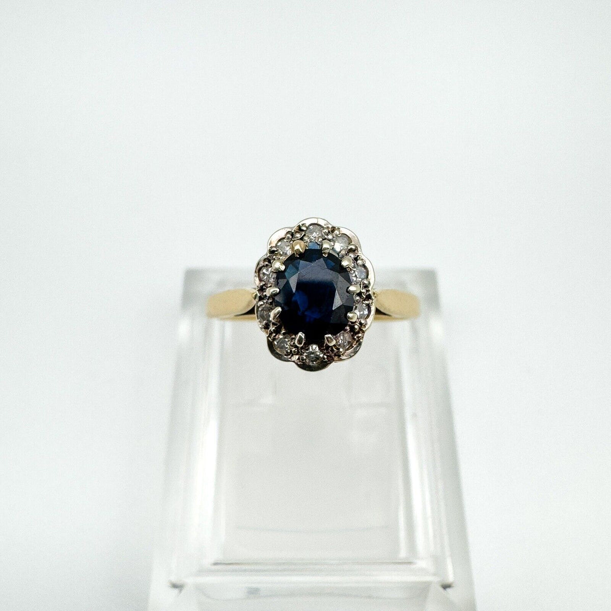 Vintage 9ct Gold Sapphire & Diamond Engagement Stacking Ring Size I - J