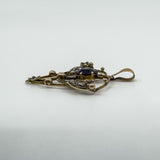 Vintage 9ct Gold 1ct Purple Amethyst & Pearl Lavalier Pendant Art Nouveau 375