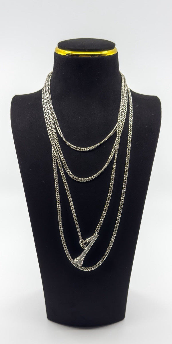 Vintage Sterling Silver 72” Guard / Muff Chain Dog Clip & Charm 925 58g