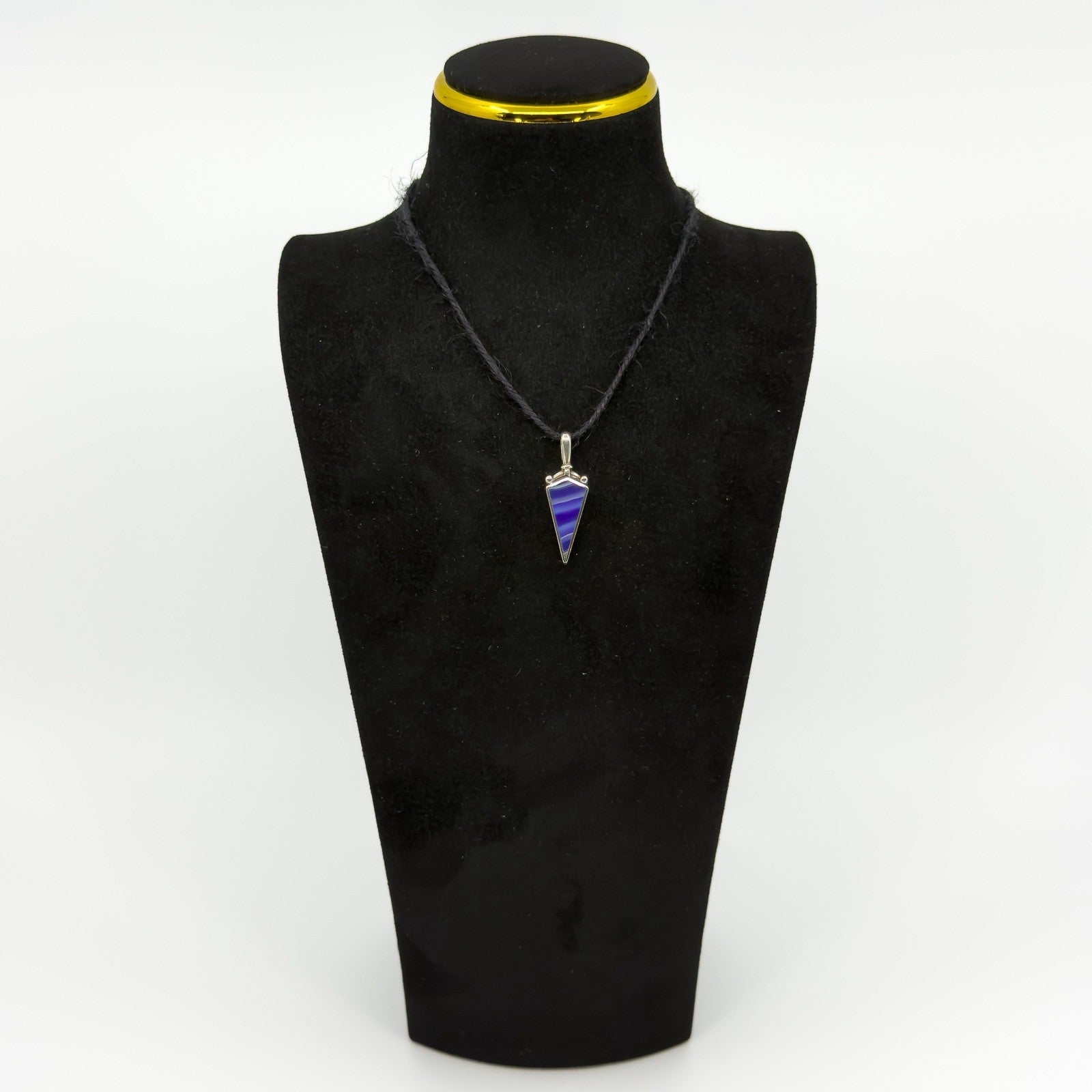 Chunky Vintage Double Sided Blue Agate & MOP Fob Pendant 925 by DSW