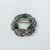 Large Vintage Sterling Silver Floral Green Chalcedony Brooch 925 Bernard Instone