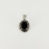 Chunky Vintage Sterling Silver Oval Black Onyx Engraved Locket 925