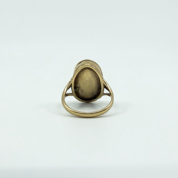 Vintage 9ct Gold Engraved Secret Locket Ring 375 Size O (Birmingham 1975)