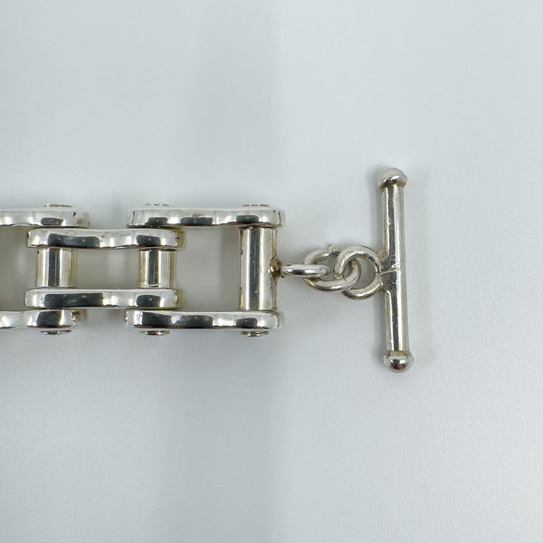 Unusual Sterling Silver Chunky Biker Chain Links 9" Bracelet 925 Heavy 73g