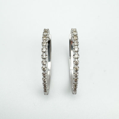 10ct White Gold Large Diamond Hoop Earrings