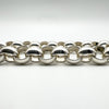 Chunky Double Heart Charm 18” Rolo Links Chain in Sterling Silver 59g