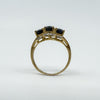 Vintage 9ct Gold 1.60ct Diamond & Sapphire Trilogy Ring Size M - N 