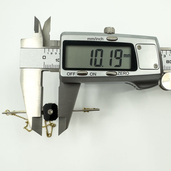 Antique / Art Deco 18ct & 15ct Gold Diamond & Black Onyx Bar Brooch 750