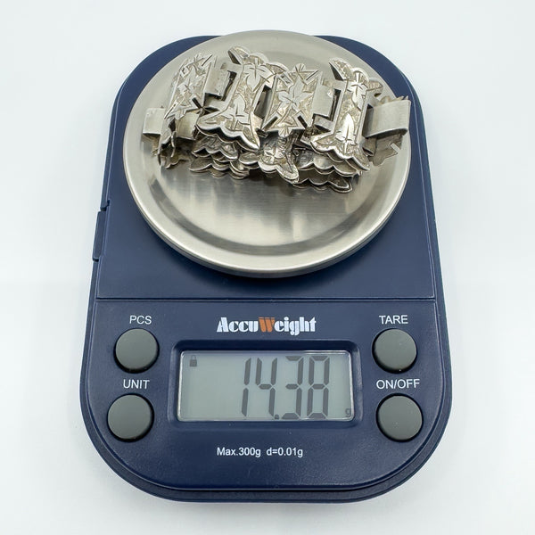 RARE Antique Victorian Ivy Leaf Engraved Book Chain Silver Bracelet