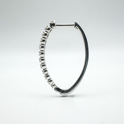 10ct White Gold Large Diamond Hoop Earrings
