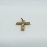 Vintage 9ct Gold Diamond Cut Christian Cross Pendant / Charm 375 Reversible 3d