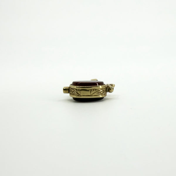 Vintage 9ct Gold Double Sided Black Onyx & Carnelian Fob 375