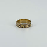 Vintage 9ct Gold Celestial Starry Engraved Full Band Ring 375 Size O (1977)
