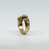 Vintage Chunky 9ct Gold Floral Engraved Buckle Ring 375 Size O 6.2g