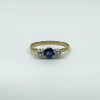 Antique 18ct Gold Sapphire & Old Cut Diamond Trilogy Ring 750 Size P