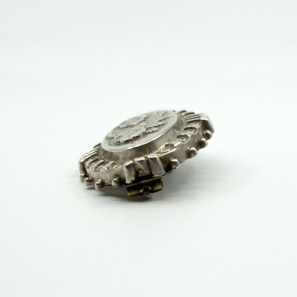 Antique Victorian Sterling Silver Aesthetic Roses Engraved Brooch 925