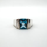 1.5ct Blue Topaz Solitaire Ring Sterling Silver 925 Size K Engagement Stacking