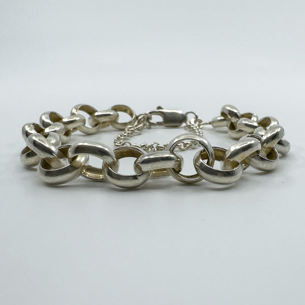Sterling Silver Chunky Belcher Chain 7.5” Bracelet 925 Adjustable 16g